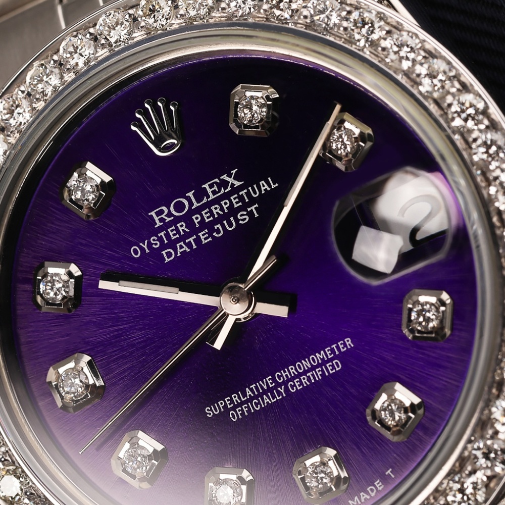 Rolex31mm SS Purple Dial Custom Diamonds - Picture 3 of 7